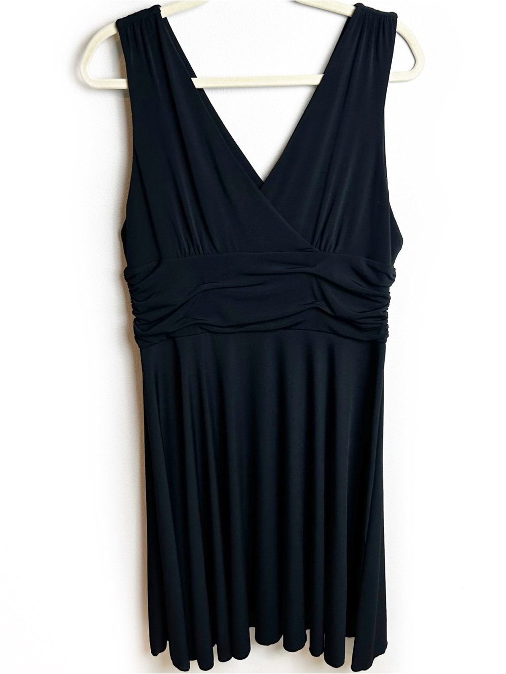 Sigrid Olsen black surplice fit and flare dress size: XL